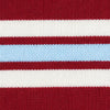 Red striped shirt featuring a red, white, and light blue horizontally striped long-sleeved sweater with a round neckline front view