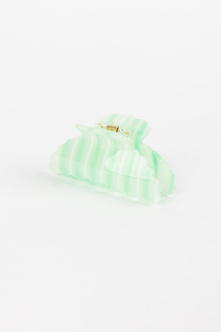 Mint Striped Hair Clip