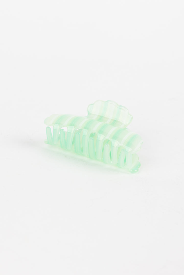Mint Striped Hair Clip