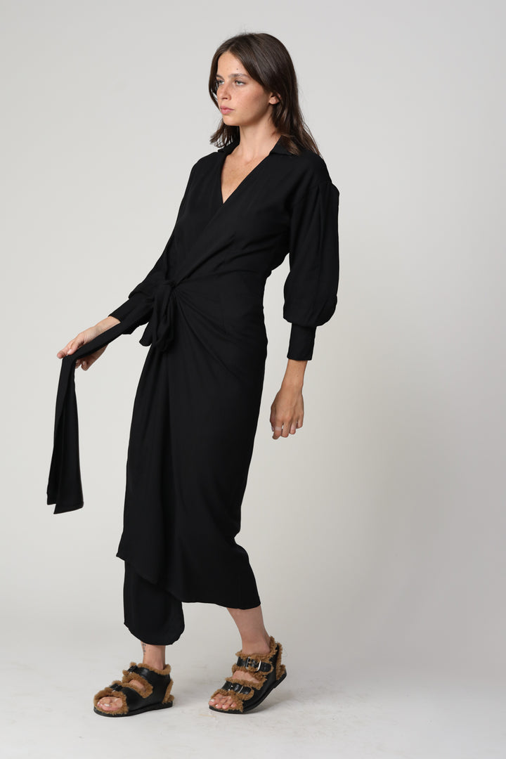 Wrap Black Maxi Dress