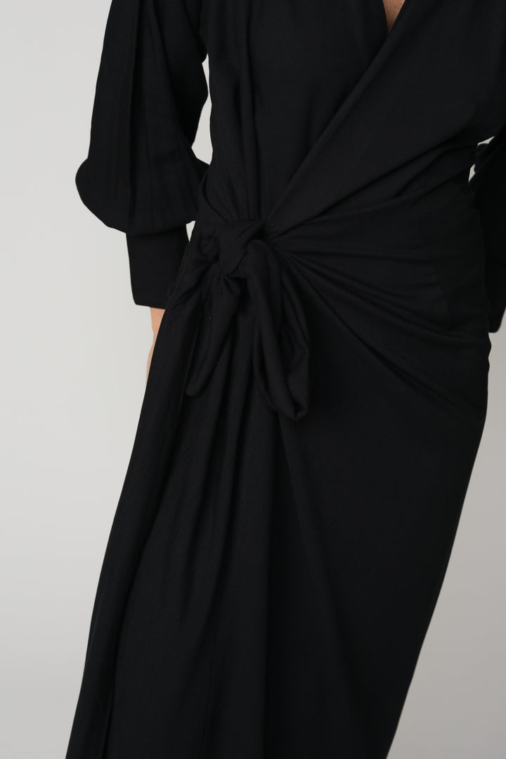 Wrap Black Maxi Dress