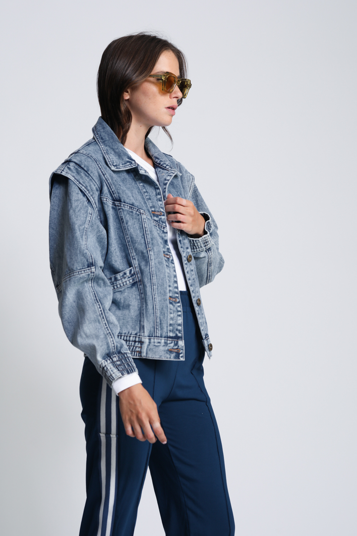  Poetry Light Blue Denim Jacket ג'קט ג'ינס ארוך 100% כותנה