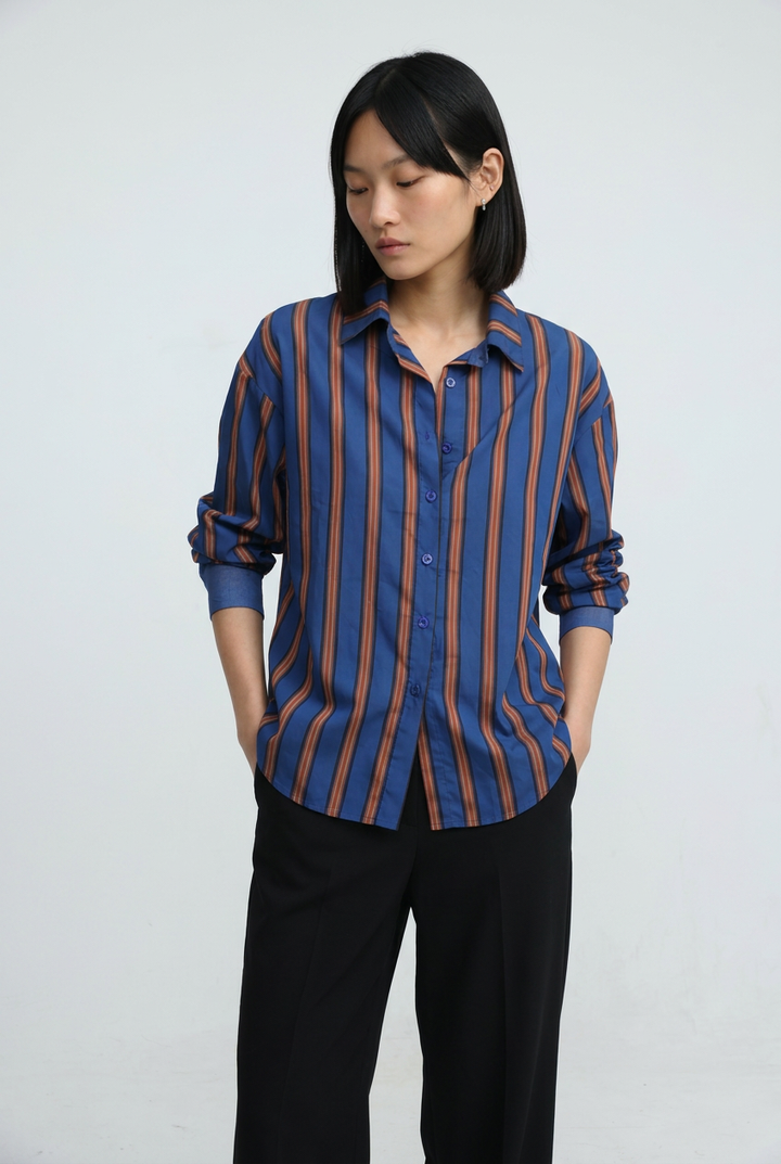 Checklist Navy Striped Buttoned Shirt