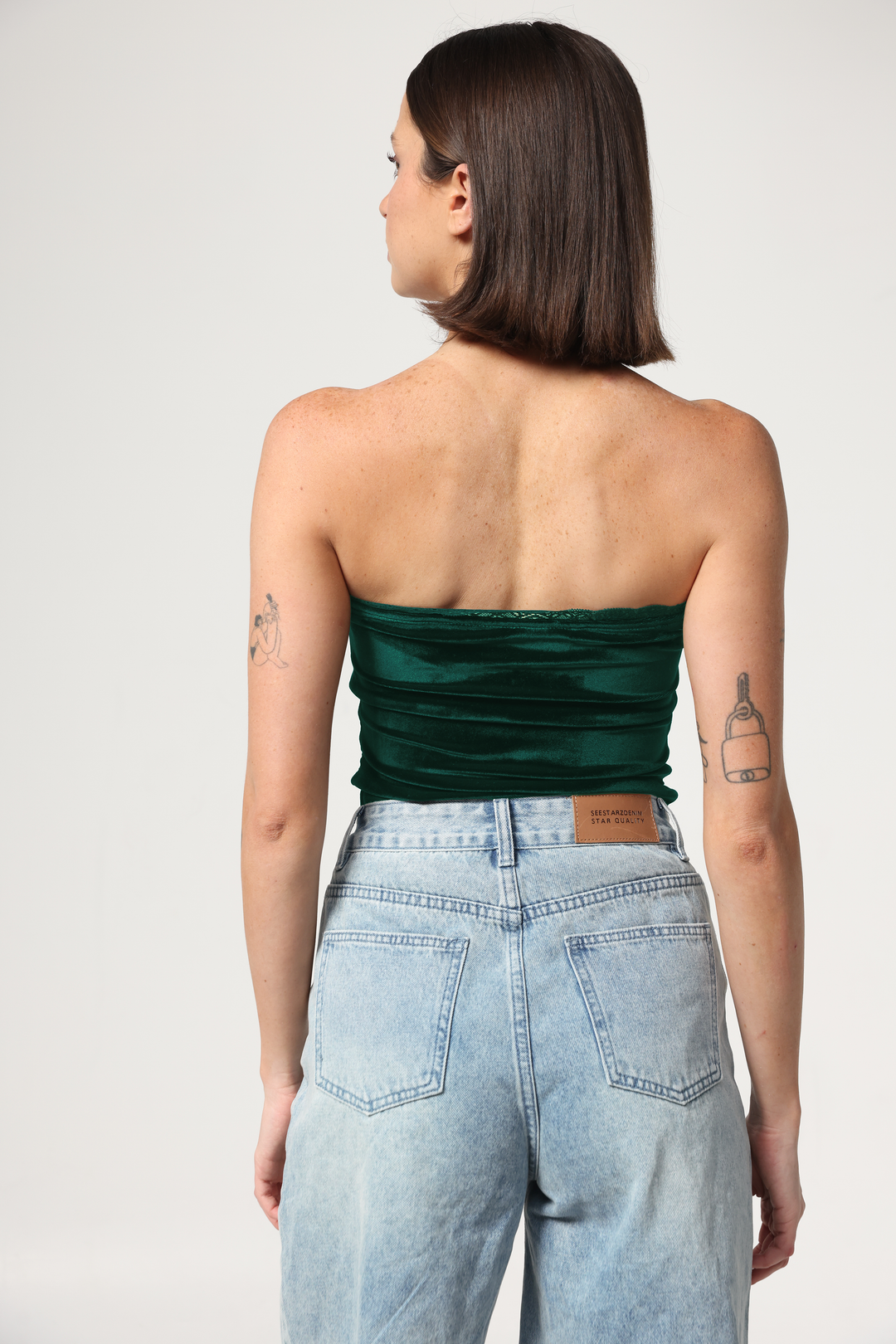 Fantasy Green Velvet V Top