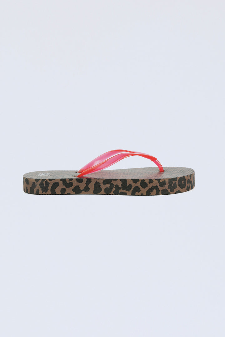 Leopard/Red Platform Flip Flops