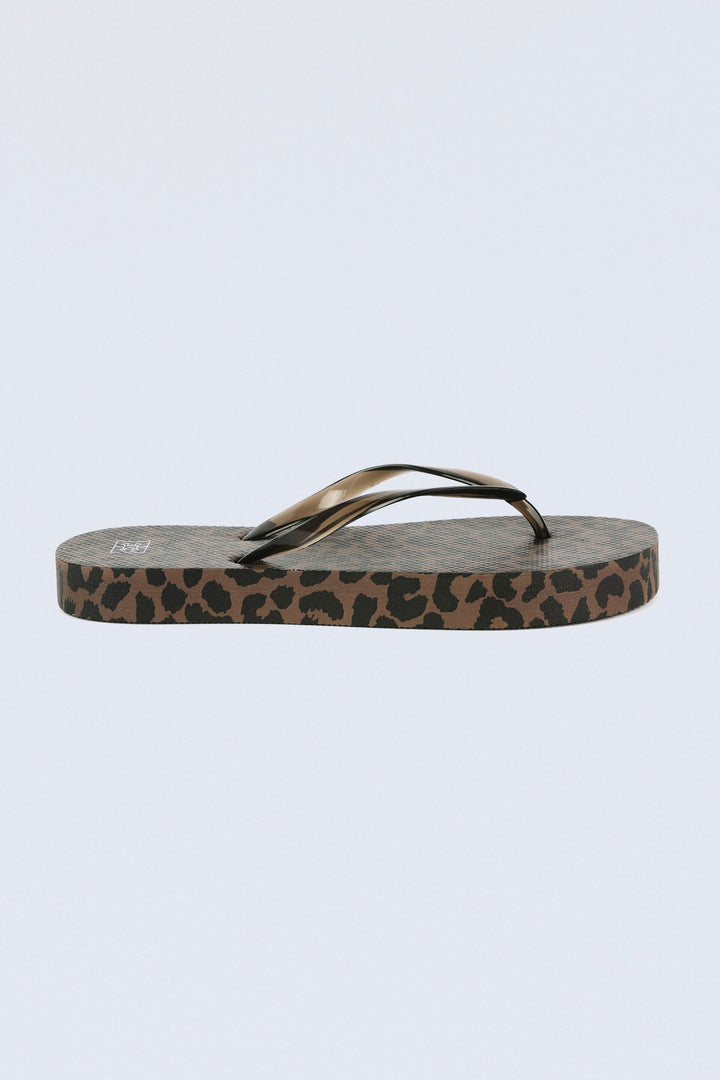 Leopard/Black Platform Flip Flops