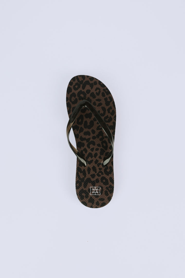 Leopard/Black Platform Flip Flops