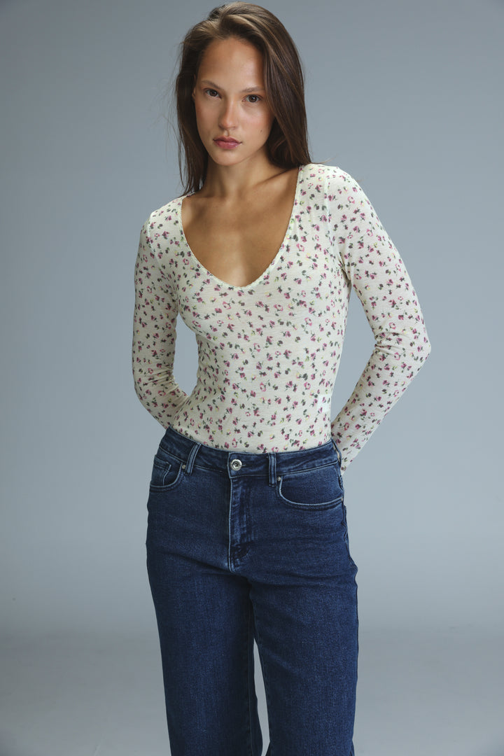 Saba15 Cream Floral Bodysuit