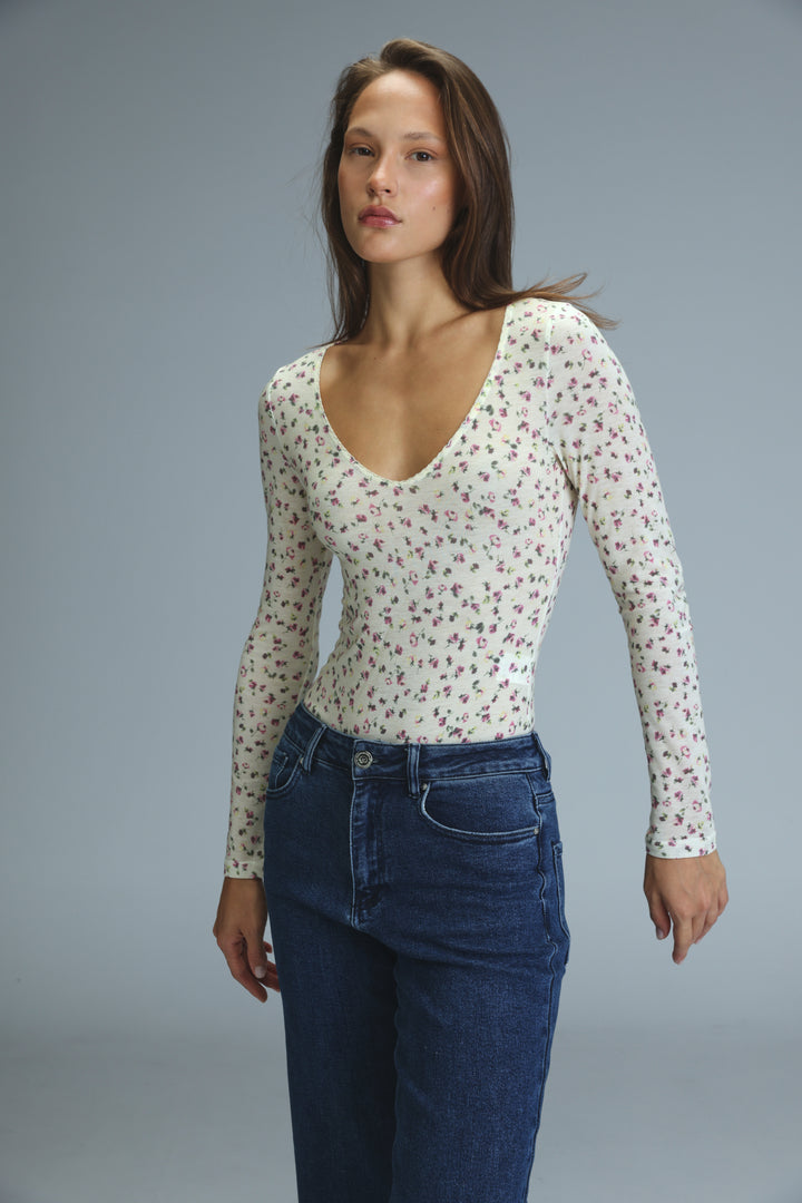Saba15 Cream Floral Bodysuit