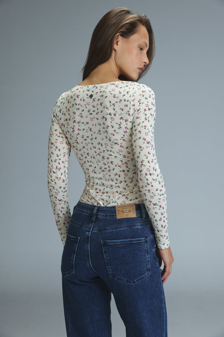 Saba15 Cream Floral Bodysuit