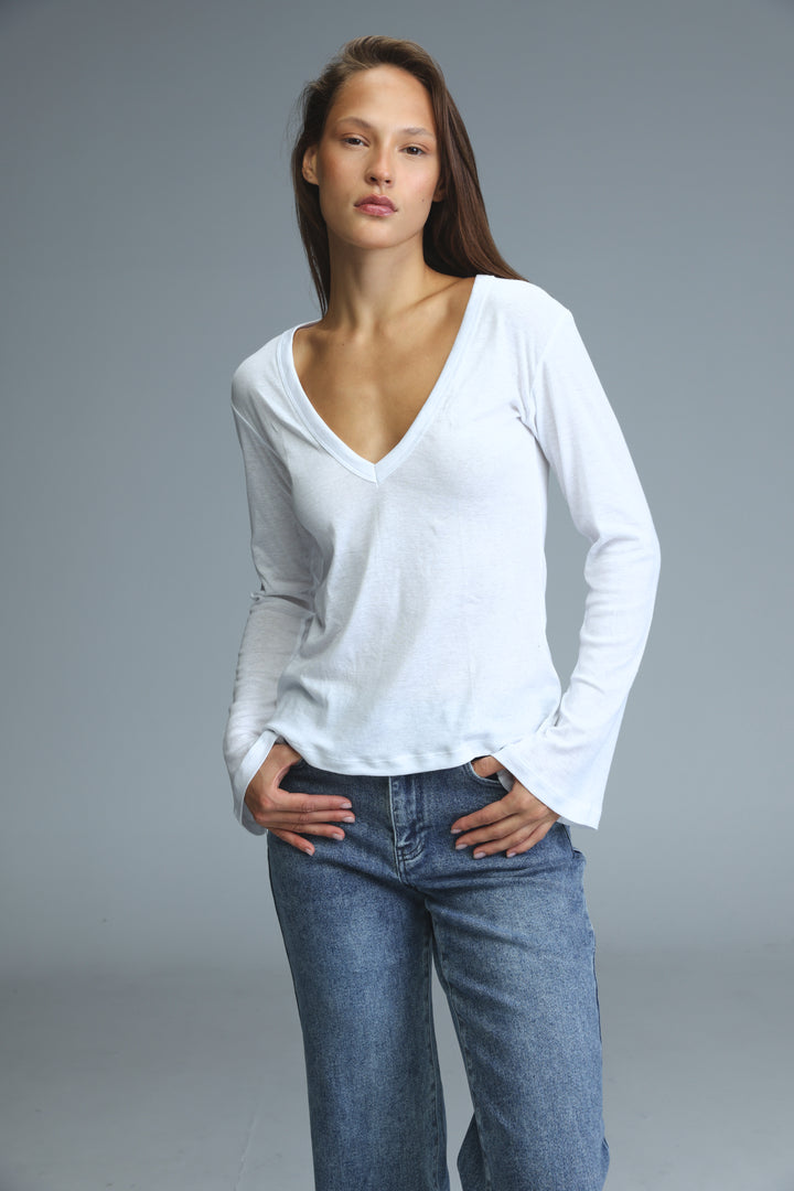 Saba13 White V Shirt