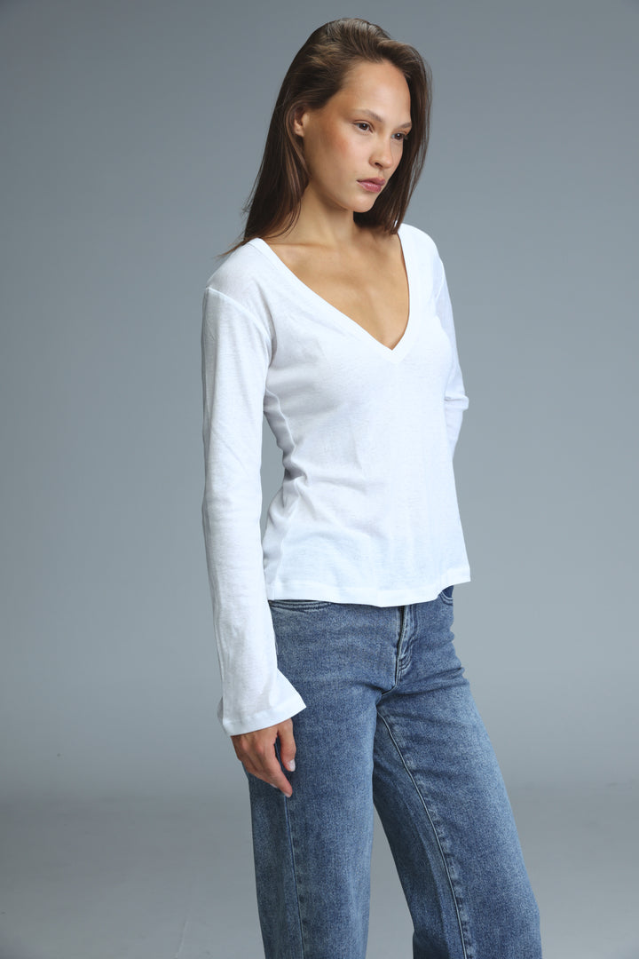 Saba13 White V Shirt