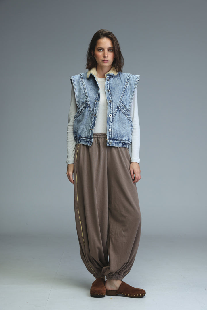 Fur Blue Denim Vest