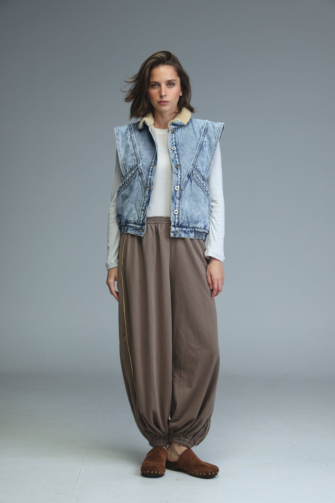 Fur Blue Denim Vest