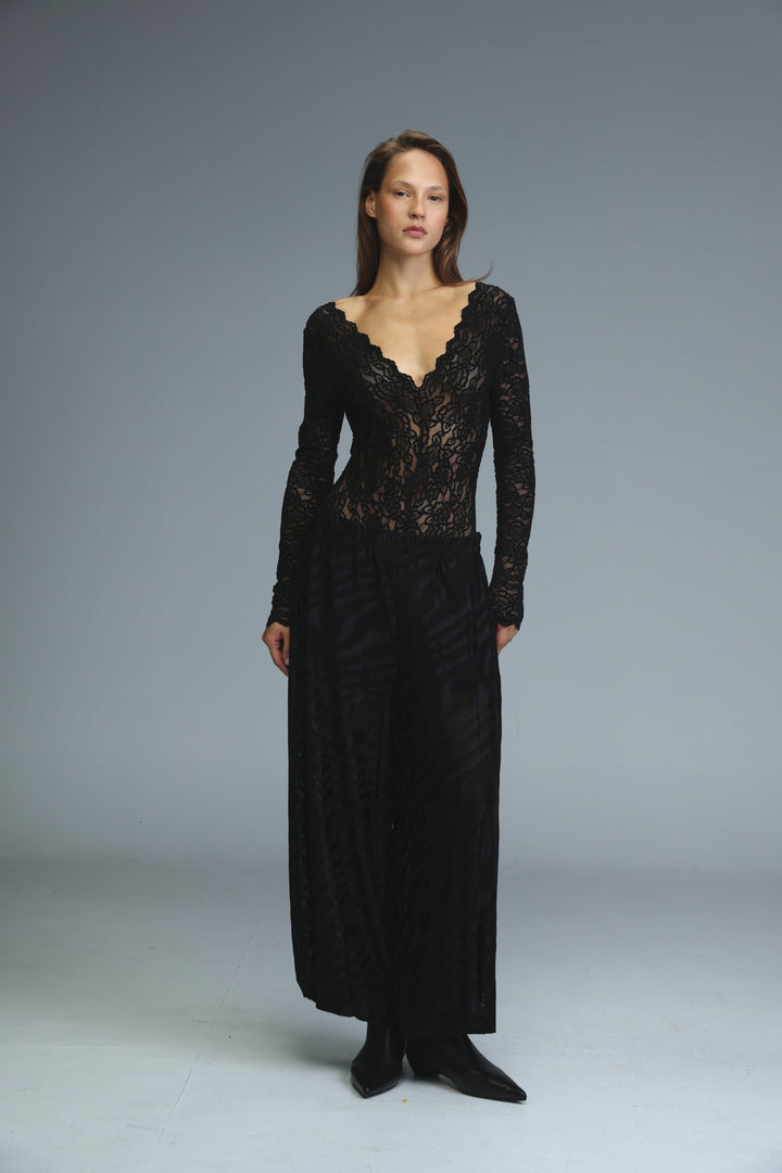 Midnight Black Lace Bodysuit