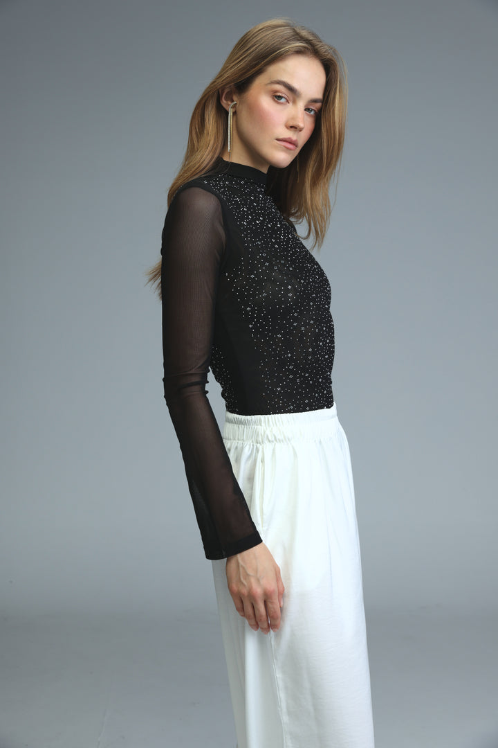 Universe Black High Neck Bodysuit