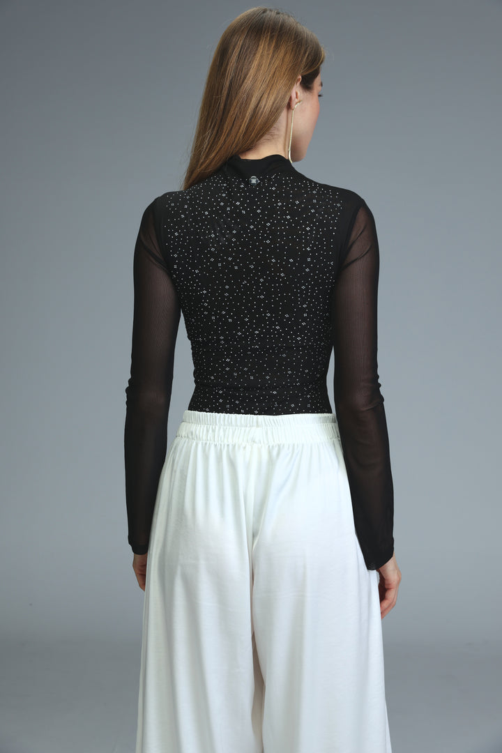 Universe Black High Neck Bodysuit