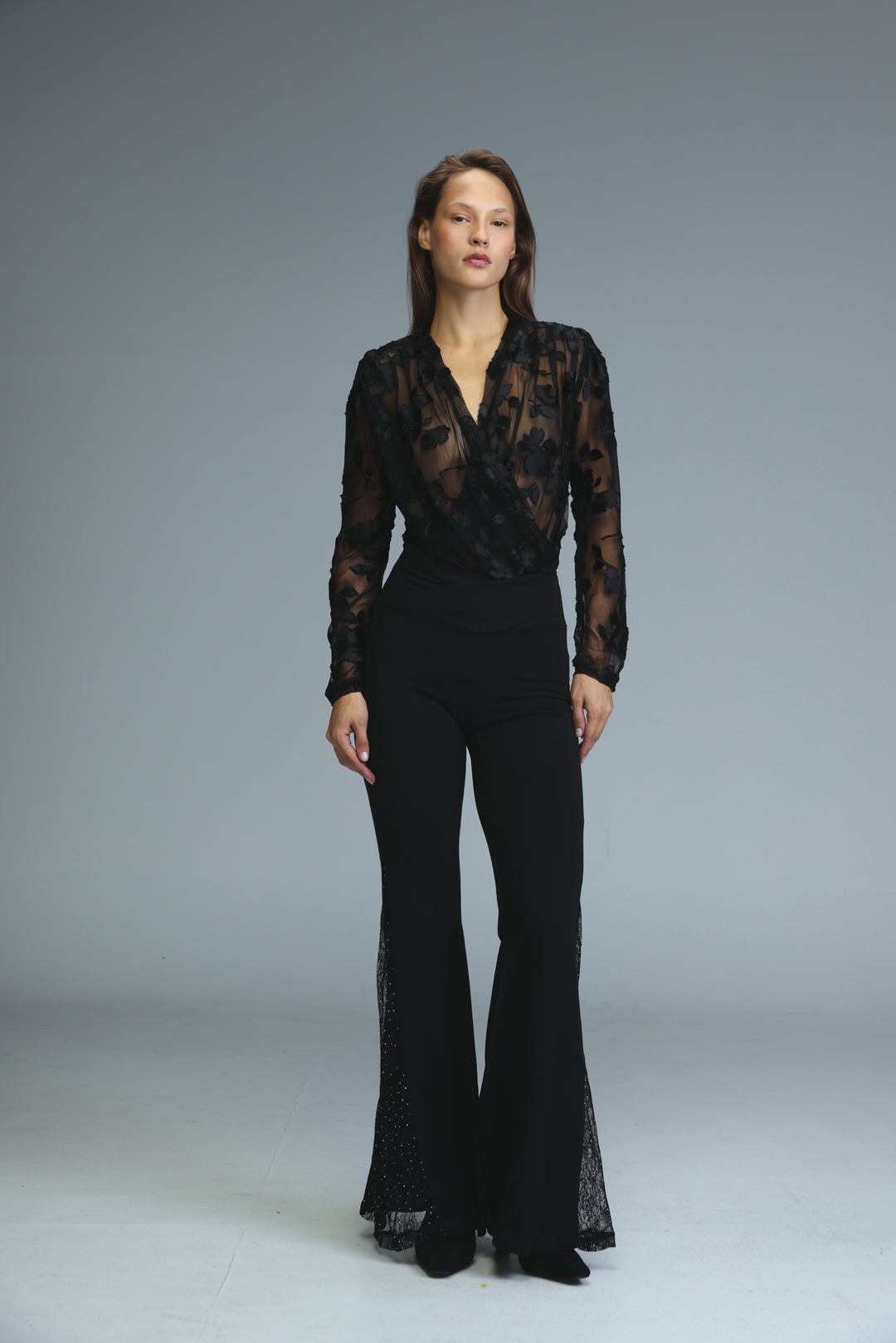 Flash Black Velvet Bodysuit