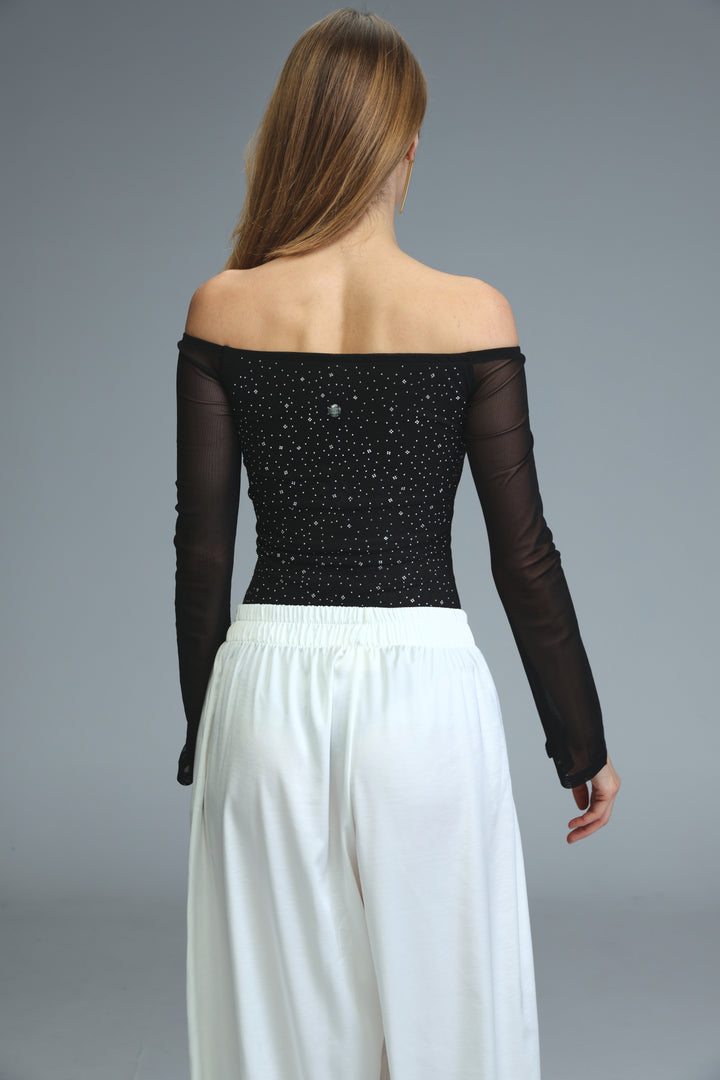 Universe Black Off Shoulder Bodysuit