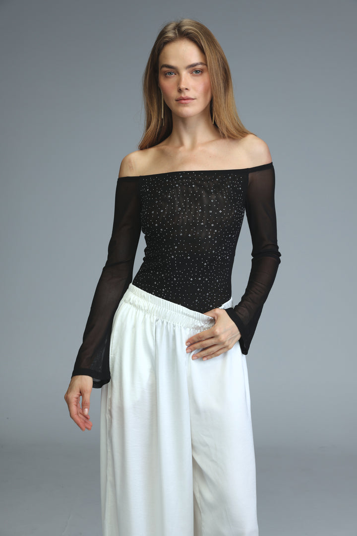 Universe Black Off Shoulder Bodysuit