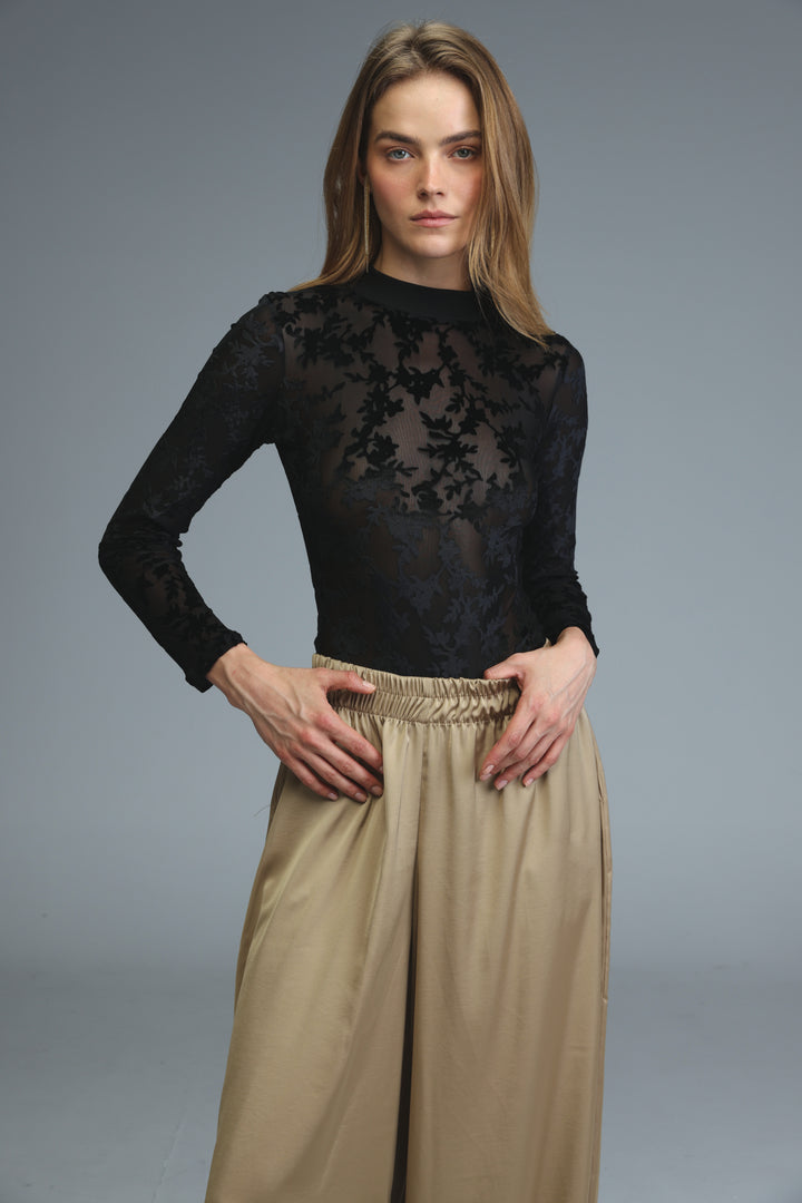Toast Black Floral Velvet Bodysuit