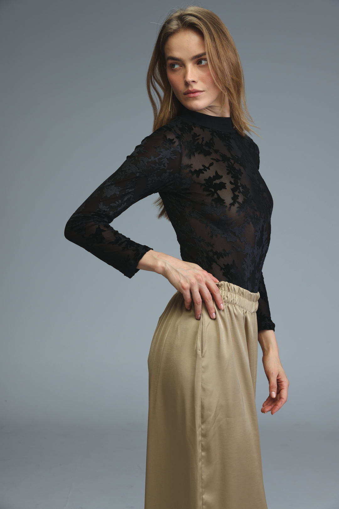 Toast Black Floral Velvet Bodysuit