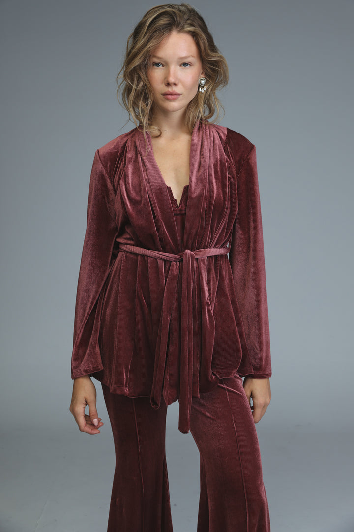 Fireworks Wine Velvet Wrap Shirt