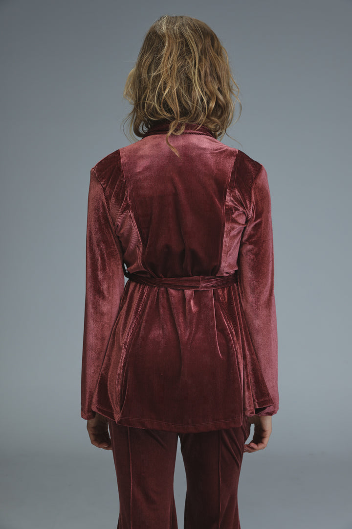 Fireworks Wine Velvet Wrap Shirt