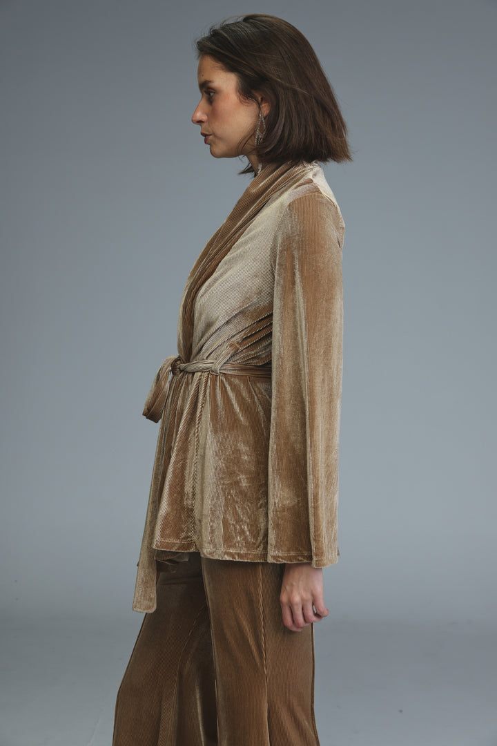 Fireworks Gold Velvet Wrap Shirt