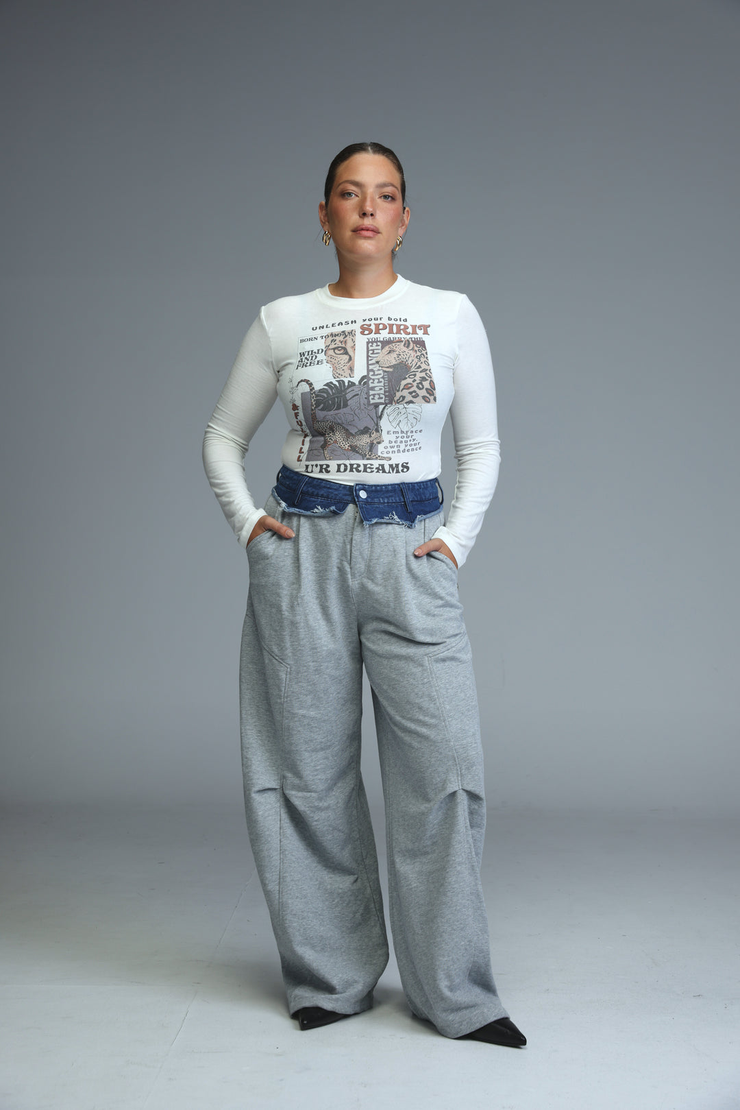 Denim Waistband Grey Joggers