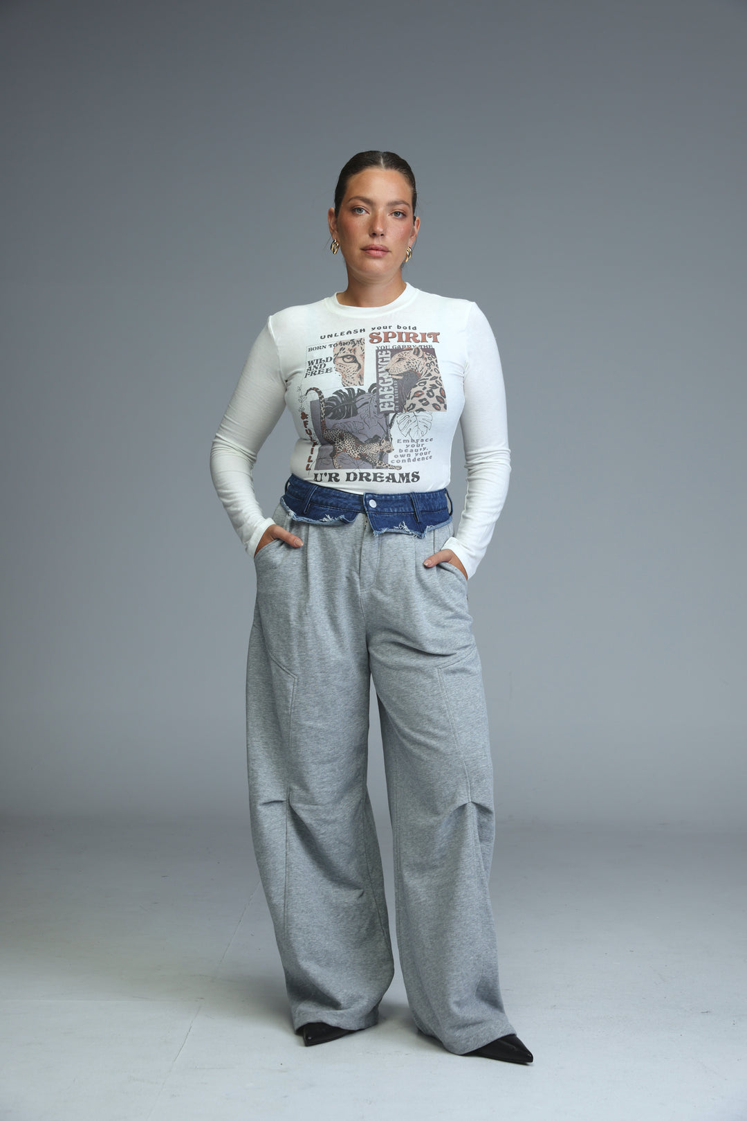 Denim Waistband Grey Joggers