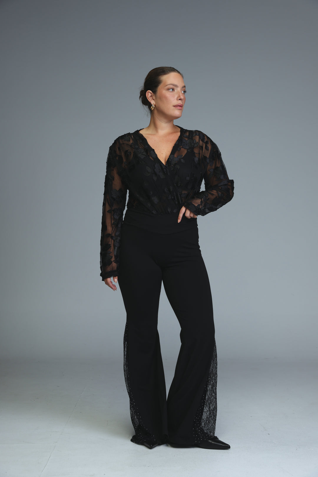Flash Black Velvet Bodysuit