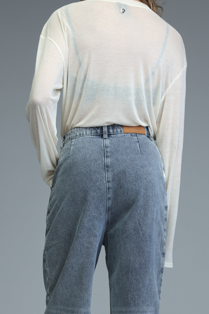 Hello Coffee Cream Shirt is a translucent white long-sleeved top with a subtle gradient and a metallic button at the neckline