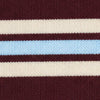 Federer wine striped shirt with maroon light blue and beige horizontal stripes and small chest embroidery front view