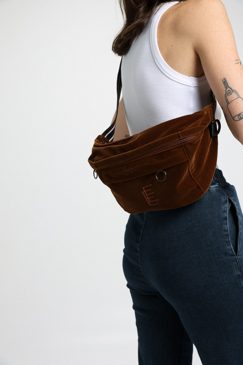 Brown Velvet Belt Bag