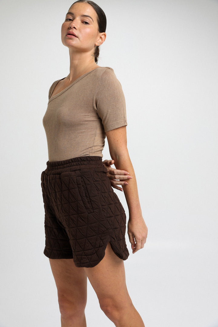 Quilted Brown Shorts