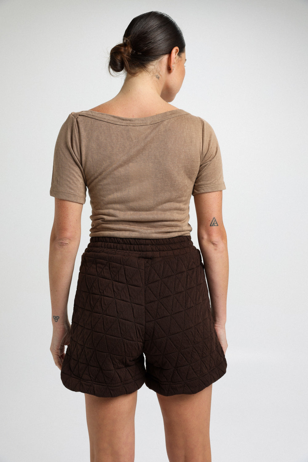 Quilted Brown Shorts