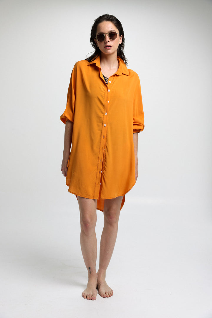 Buttoned Orange Dress