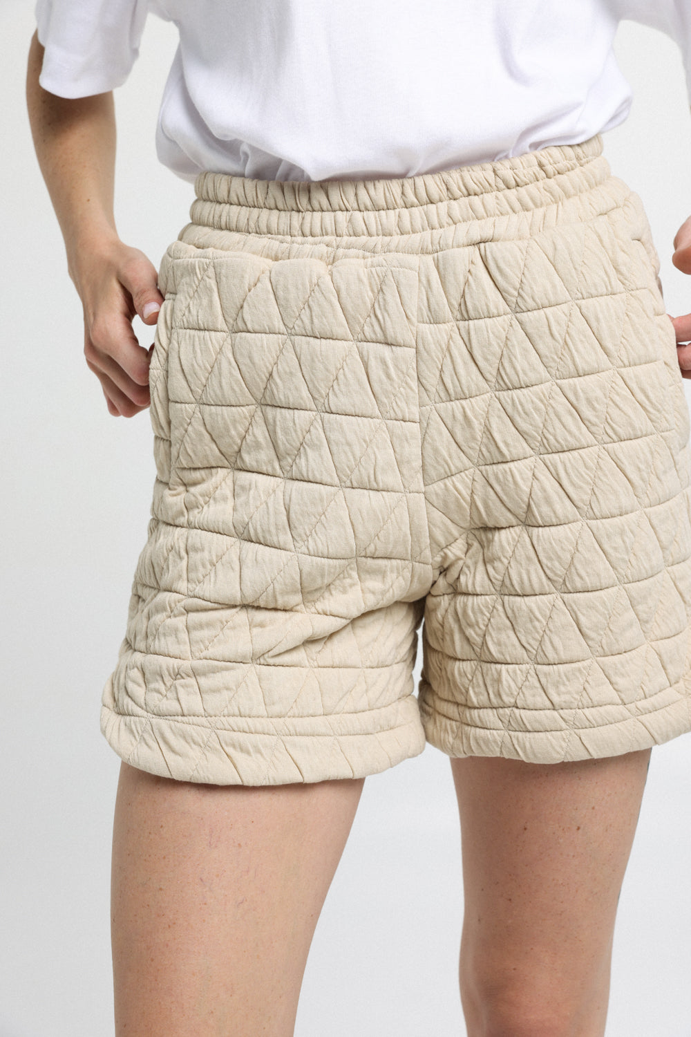 Quilted Cream Shorts