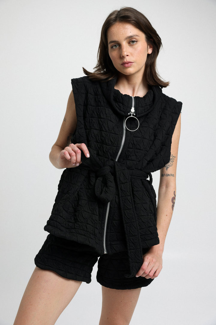 Quilted Black Shorts