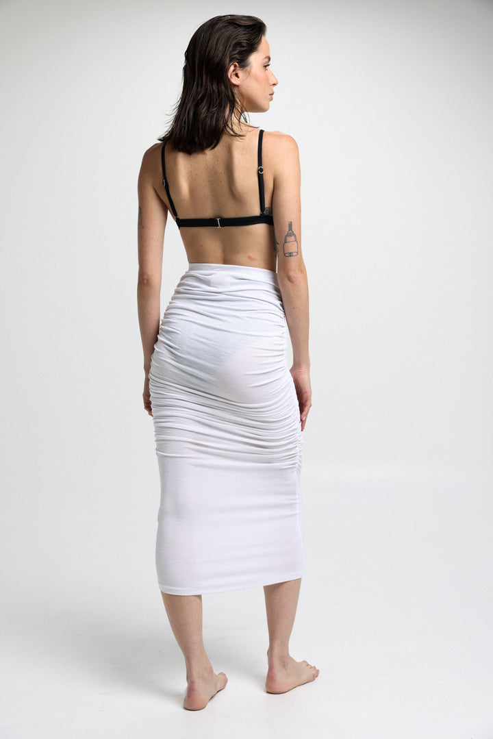 חצאית חוף / לים Lindos White Skirt גב