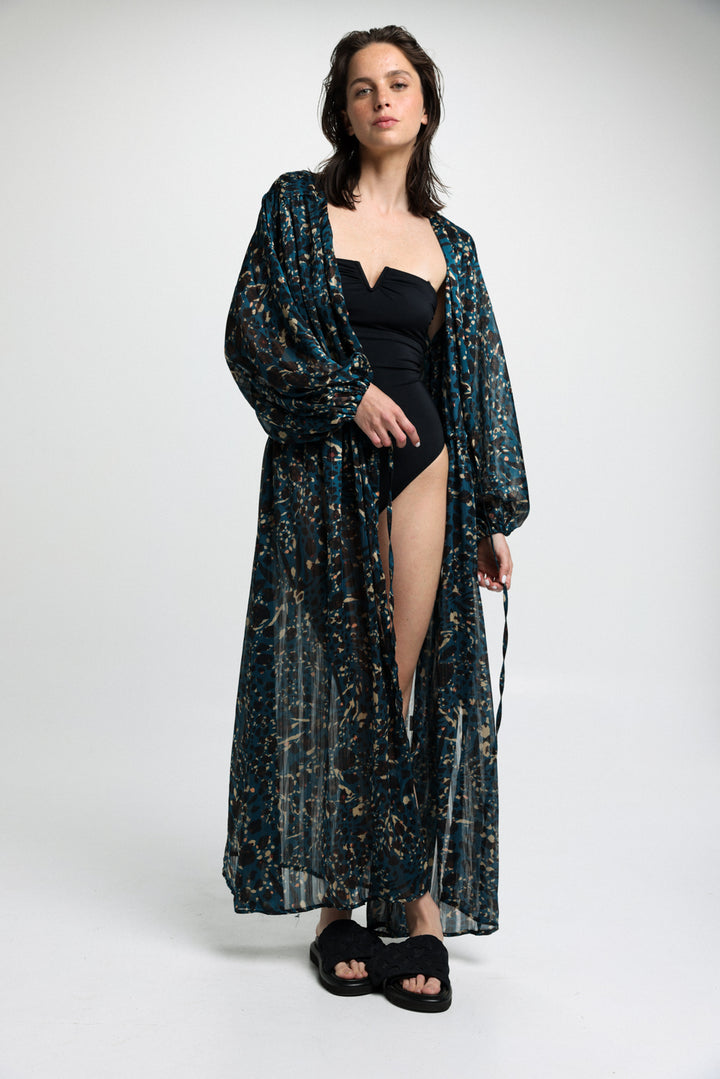 Hillside Dark Print Kimono