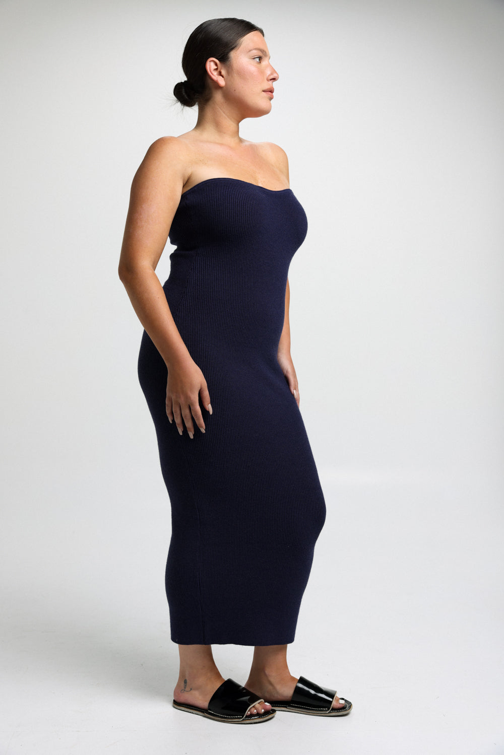 Strapless Purple Knitted Dress