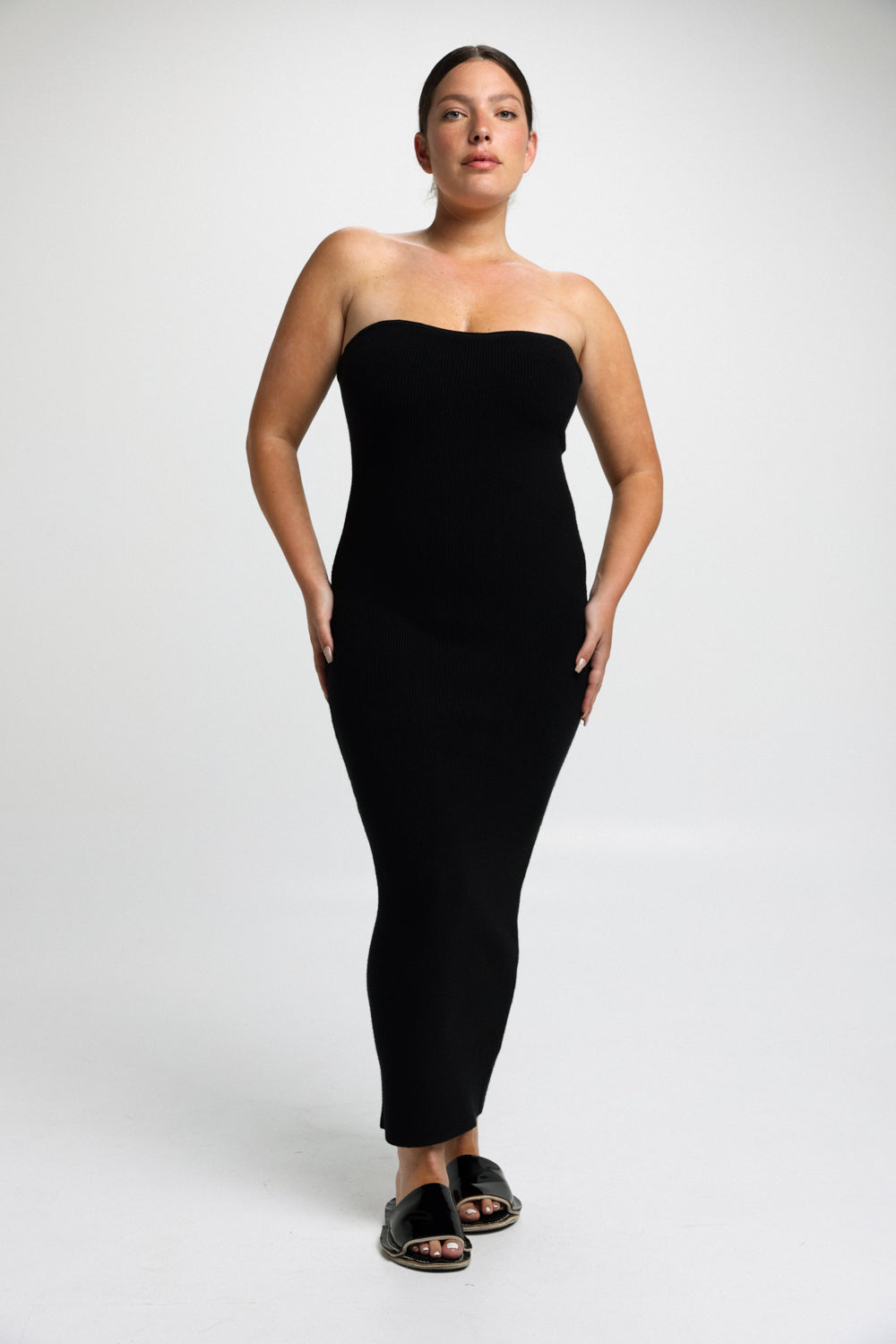 Strapless Black Knitted Dress