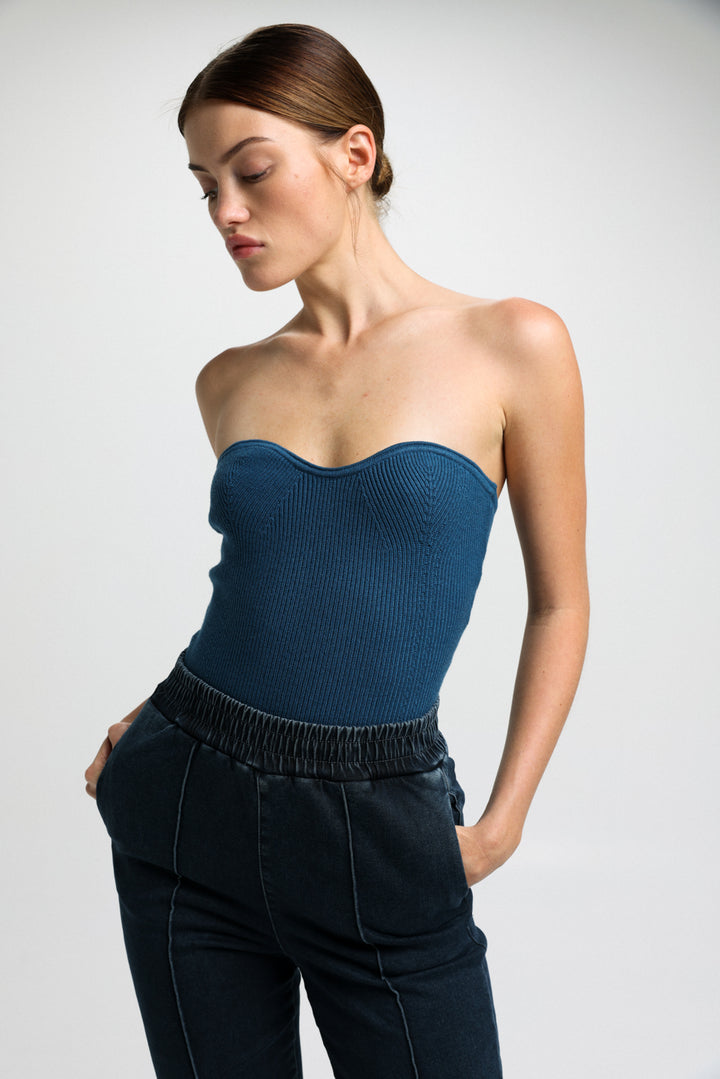Knitted Blue Strapless