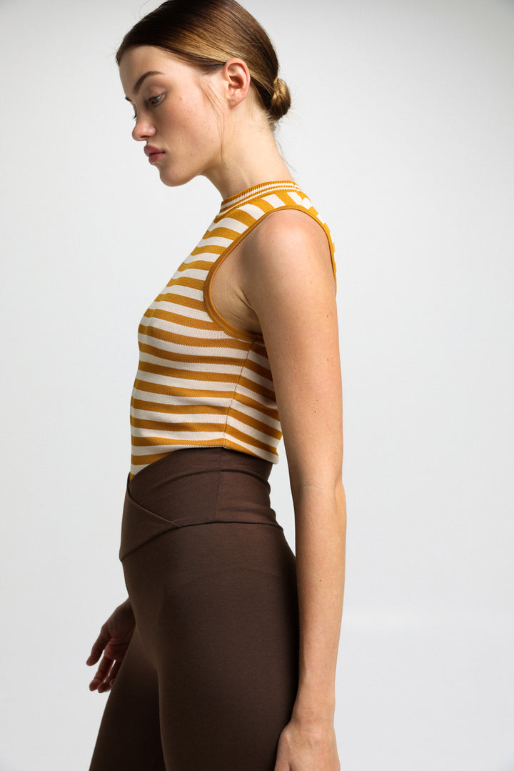 Knitted Mustard Stripes Bodysuit