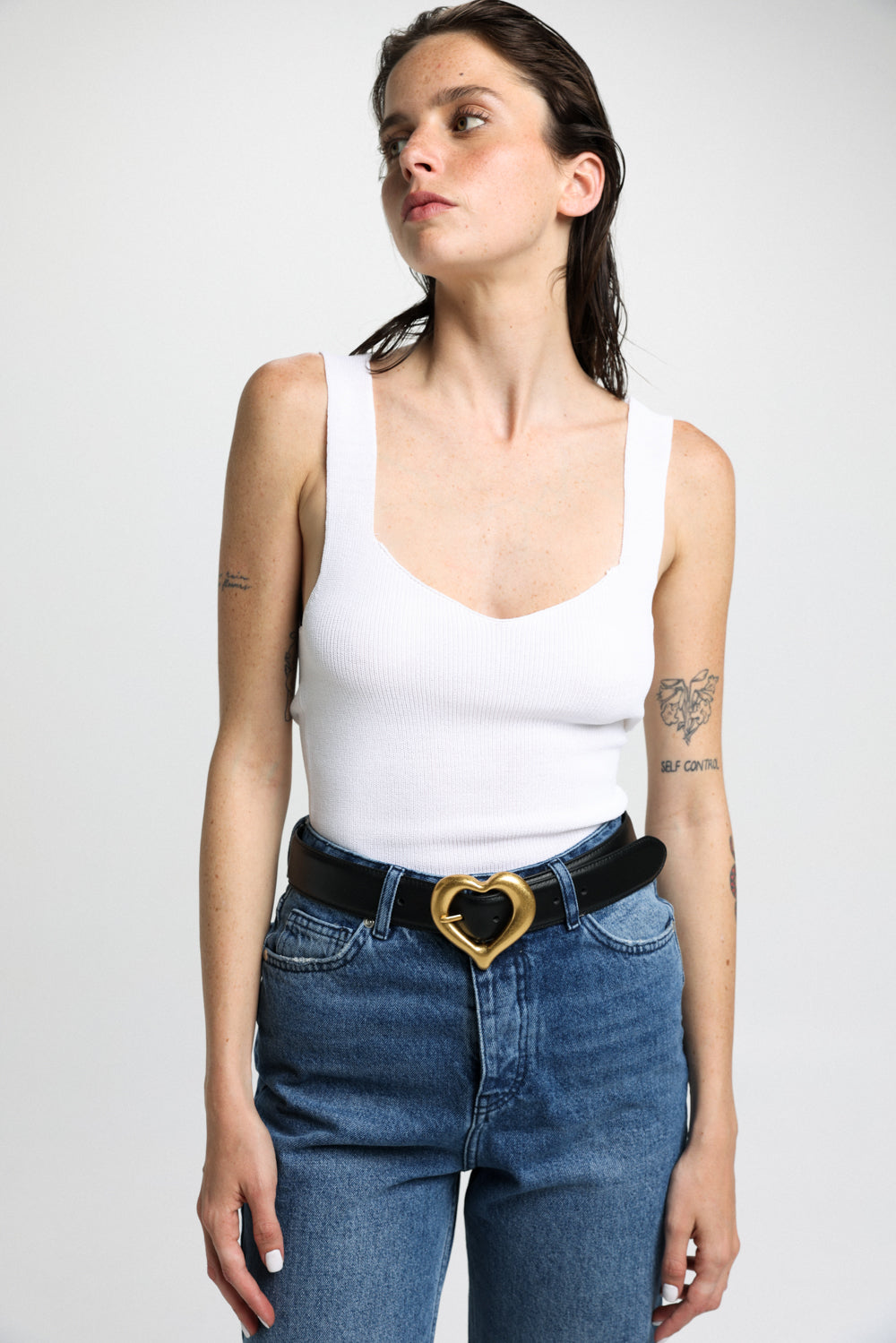 Twisted White Knitted Tank
