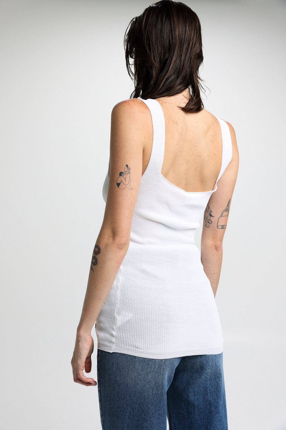 Twisted White Knitted Tank