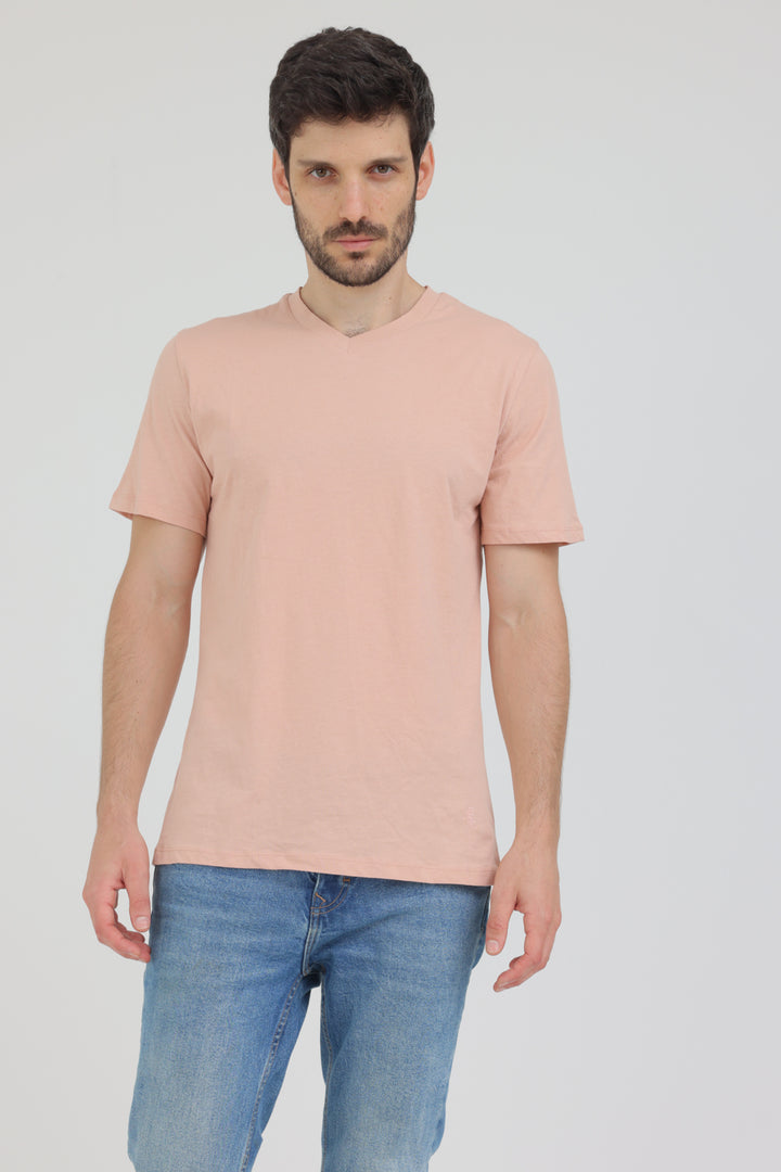 חולצת טי שירט קצרה לגבר צבע אפרסק 