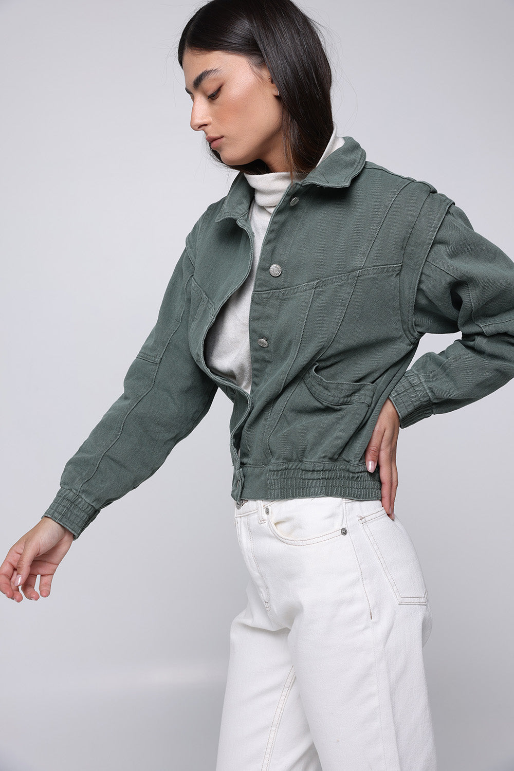 Denim Olive Green Jacket